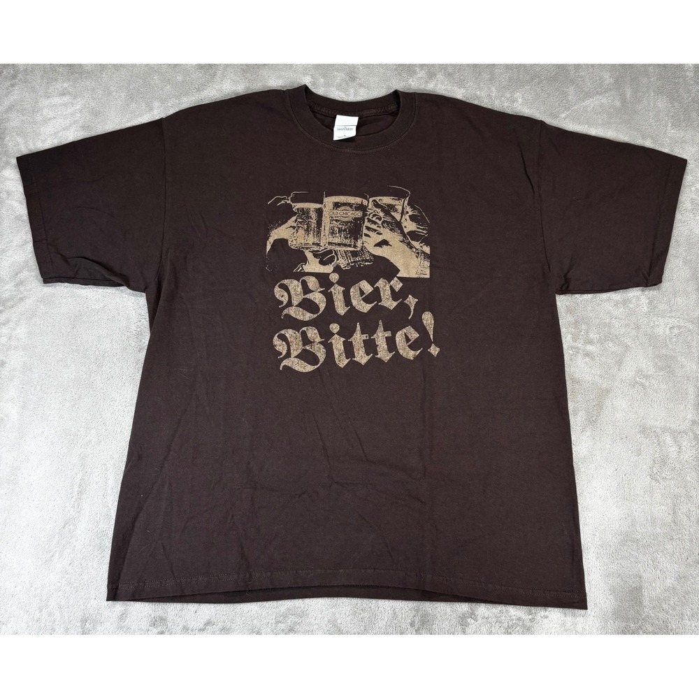 VTG Gildan Old Chicago World Beer Tour T-Shirt Mens XL Brown Oktoberfest